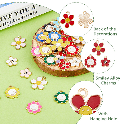 32Pcs 16 Styles Alloy Enamel Pendants ENAM-FH0001-66-1
