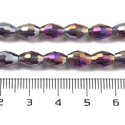 Transparent Electroplate Glass Beads Strands EGLA-A037-T6x8mm-B14-1