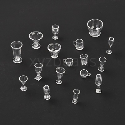 17Pcs Transparent Plastic Food Play Cup Set AJEW-K030-08-1