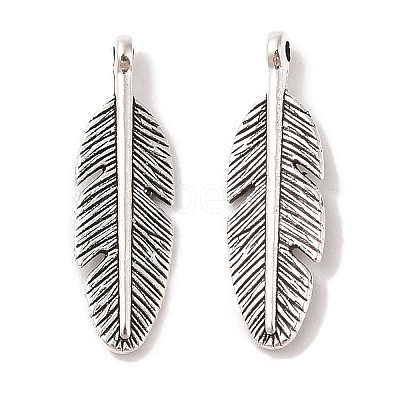 Tibetan Style Alloy Feather Pendants LS-TIBEP-1360-AS-LF-1