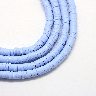 Flat Round Handmade Polymer Clay Bead Spacers X-CLAY-R067-4.0mm-32-1