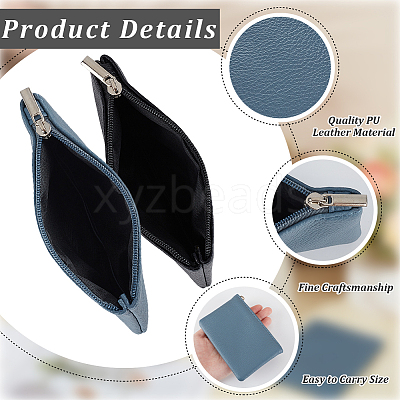 2Pcs 2 Colors Litchi Print PU Leather Zip Pouches ABAG-CP0001-08A-1