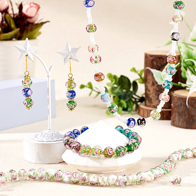 1 Strand Handmade Lampwork Inner Flower Rondelle Beads Strands LAMP-TA0002-72K-1