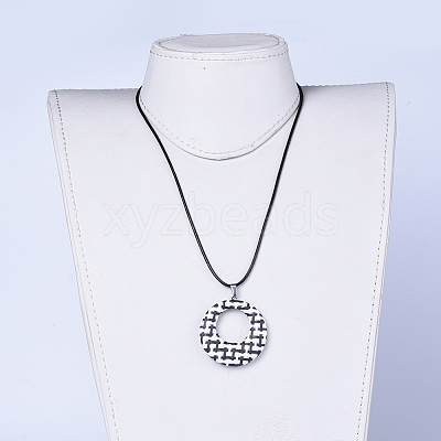 Raffia Woven Pendants Necklaces NJEW-JN02357-1