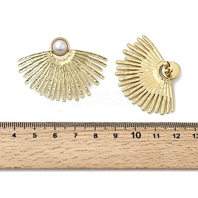 201 Stainless Steel ABS Plastic Pearl Stud Earrings EJEW-Z151-13G-08-1