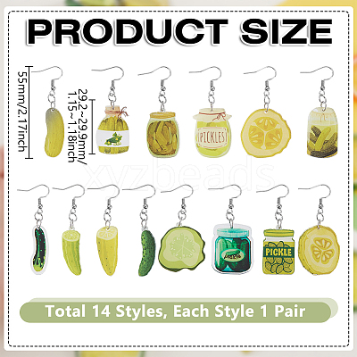 14 Pairs Vegetables Acrylic Dangle Earrings EJEW-GA00006-1