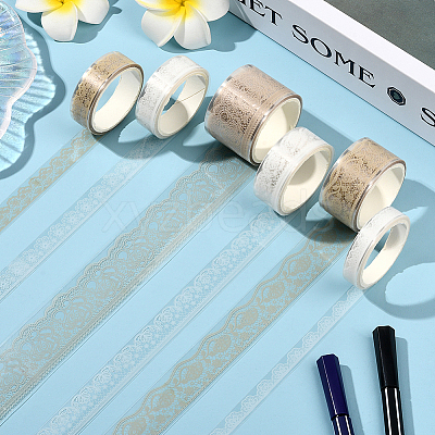 1Bag Lace Patterns PET Floral Decorative Tape Set AJEW-SP0002-74E-1