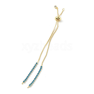Brass Micro Pave Cubic Zirconia Box Chain Slider Bracelet Makings KK-P233-10G-01-1