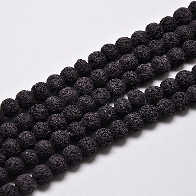 Natural Lava Rock Round Bead Strands G-I124-8mm-10-1