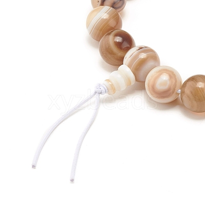 Natural Agate Round Beads Stretch Bracelet BJEW-JB07235-05-1