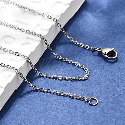 Tarnish Resistant Classic Plain 304 Stainless Steel Mens Womens Necklaces Unisex Cable Chain Necklaces NJEW-507L-7-1