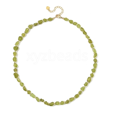 Raw Rough Natural Peridot & Electroplate Synthetic Non-magnetic Hematite Round Beaded Necklaces NJEW-JN06580-1