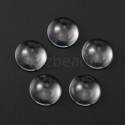 Transparent Half Round Glass Cabochons GGLA-R027-12mm-1