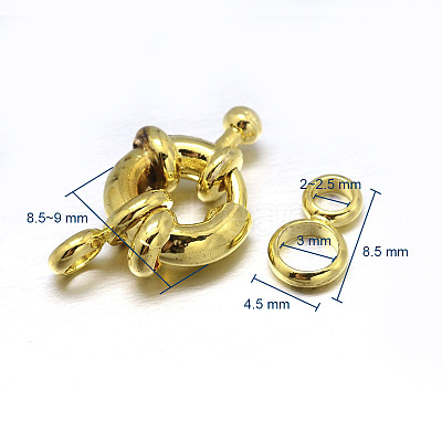 Brass Spring Ring Clasps X-KK-L082A-01G-1