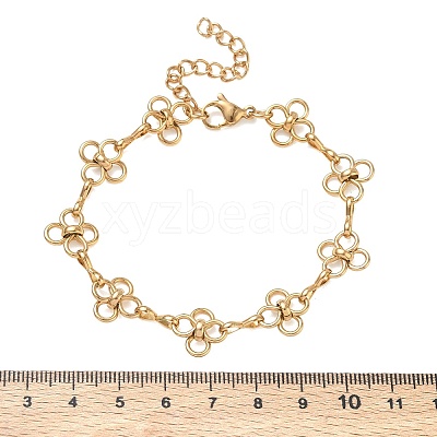 304 Stainless Steel Flower Link Chain Bracelets SA-CBA2696-21G-1