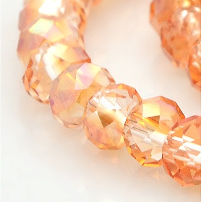 AB Color Plated Faceted Rondelle Electroplate Glass Beads Strands GLAA-A024D-AB09-1