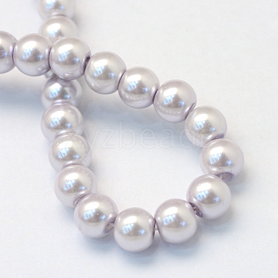 Baking Paint Pearlized Glass Pearl Round Bead Strands X-HY-Q003-4mm-25-1