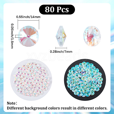 80Pcs Transparent Faceted Glass Connector Charms GLAA-SP0001-88A-01-1