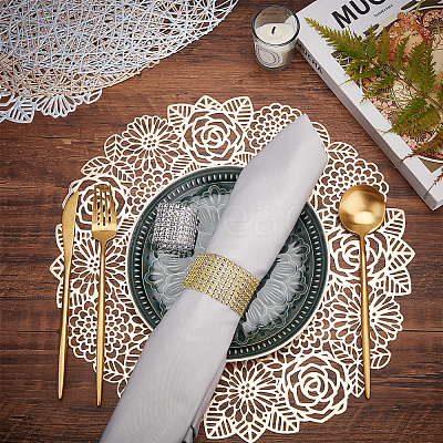 12Pcs 6 Style Flat Round PVC Washable Placemat DJEW-AR0001-02-1