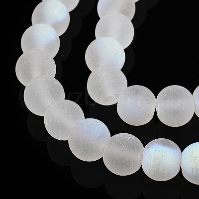 Transparent Frosted Glass Beads Strands GLAA-T032-T8mm-MBB13-1