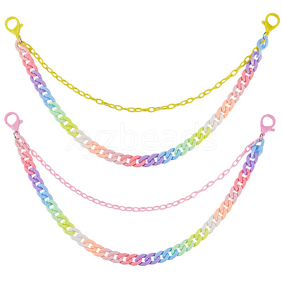 2Pcs 2 Colors Resin Double Layer Chain Belts for Pants AJEW-GF0011-20B-1