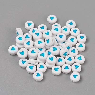 Acrylic Enamel Beads OACR-WH0003-04J-1