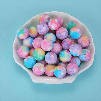 Printed Round Silicone Focal Beads SI-JX0056A-31-1