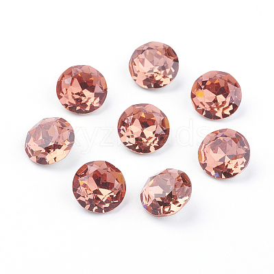Pointed Back & Back Plated Glass Rhinestone Cabochons RGLA-J012-8mm-542-1