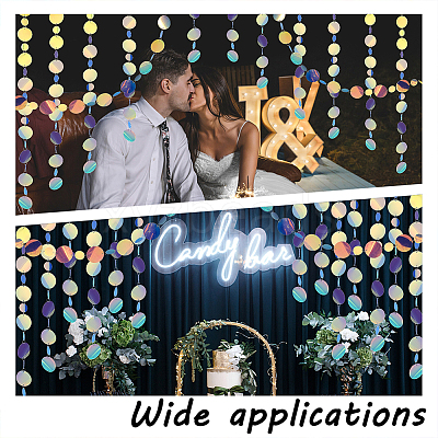 Irridescent PVC Glitter Circle Dots Garland LS-HJEW-WH0036-37-1