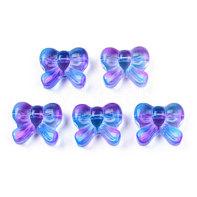 Transparent Spray Painted Glass Beads GLAA-N035-025-G02-1