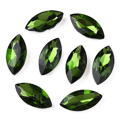 Pointed Back Glass Rhinestone Cabochons RGLA-T083-13x27mm-20-1