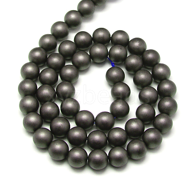 Frosted Non-magnetic Synthetic Hematite Round Bead Strands X-G-J344-3mm-1