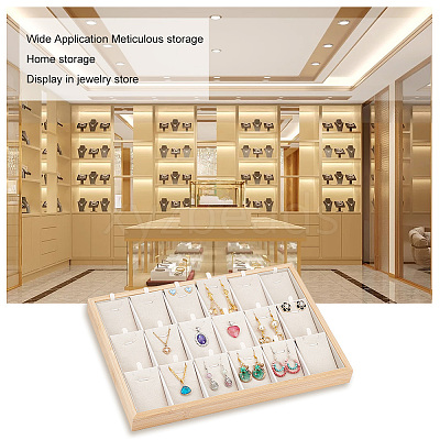 18-Grid Bamboo Pendant Necklaces Displays Plate NDIS-WH0006-07-1