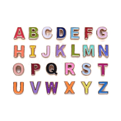 Alloy Enamel Alphabet Beads ENAM-R055-01-RS-1