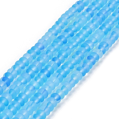 Frosted Transparent Glass Beads Strands X-FGLA-M002-01B-1