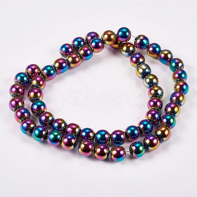 Electroplate Non-magnetic Synthetic Hematite Beads Strands X-G-J169A-8mm-05-1