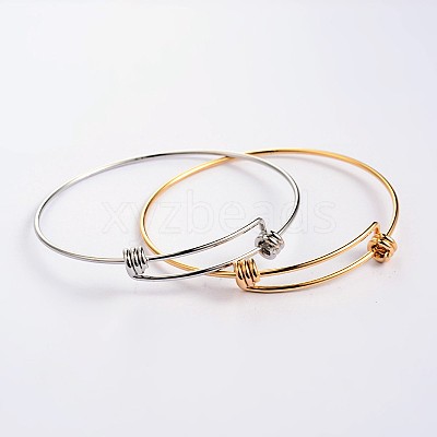 Adjustable Ion Plating(IP) 304 Stainless Steel Expandable Bangle Making BJEW-L523-16-1