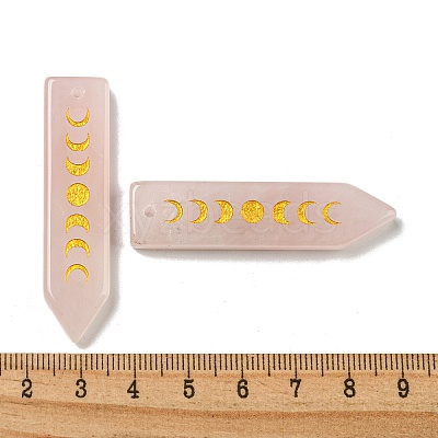 Natural Rose Quartz Moon Phase Pendants G-C145-01B-1