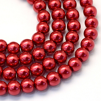Baking Paint Pearlized Glass Pearl Round Bead Strands HY-Q330-8mm-51-1