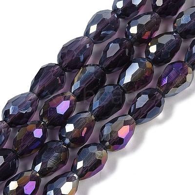 Transparent Electroplate Glass Beads Strands EGLA-N013-T8mm-B06-1