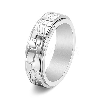 Textured Stainless Steel Rotating Finger Ring PW-WG29121-07-1