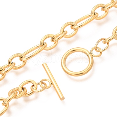 Unisex PVD Vacuum Plating 304 Stainless Steel Figaro Chain Necklaces X-NJEW-H215-03G-1