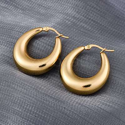 PVD Vacuum Plating 304 Stainless Steel Chunky Hoop Earrings for Women EJEW-F280-06E-G-1