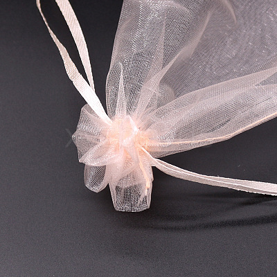 Rectangle Organza Drawstring Bags CON-PW0001-054A-1