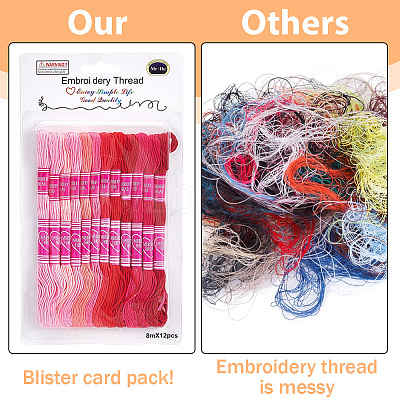 12 Skeins 6-Ply Polycotton(Polyester Cotton) Embroidery Floss DIY-CY0002-94E-1