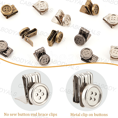 12Pcs 3 Colors Alloy Suspenders Replacement Clips No Sew Button Ends Adjustable Brace Clips For Overalls Pants Hats Garment BUTT-CY0001-35-1