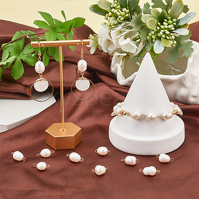 30Pcs Natural Cultured Freshwater Pearl Connector Charms PALLOY-SC00003-1