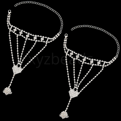 2Pcs Crystal Rhinestone Tennis Ring Bracelet BJEW-CN0001-17A-1