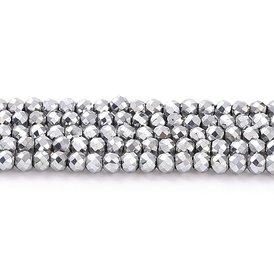Electroplate Glass Beads Strands GLAA-H021-01B-FP08-1
