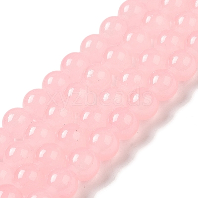 Baking Paint Imitation Jade Glass Round Bead Strands X-DGLA-Q021-8mm-26-1